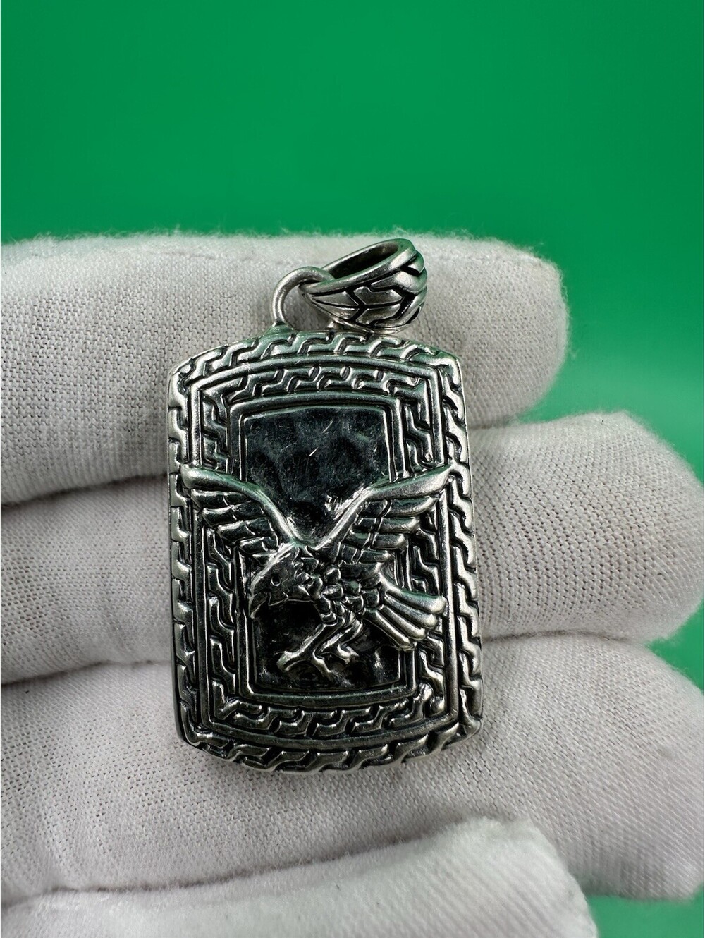 Signed Sterling Silver Samuel B Indonesia 925 Eagle Shape American Pendant